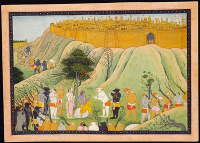 Rama und Lakshmana im Rat mit den Affen- und Bärenverbündeten, ca. 1800 von Pahari School
