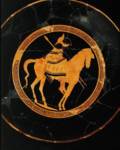 Reiter. Mittleres Medaillon eines rotfigurigen Bechers aus Vulci, derselbe Becher wie 10-03-03/66 und 67 von Painter Pistoxenos