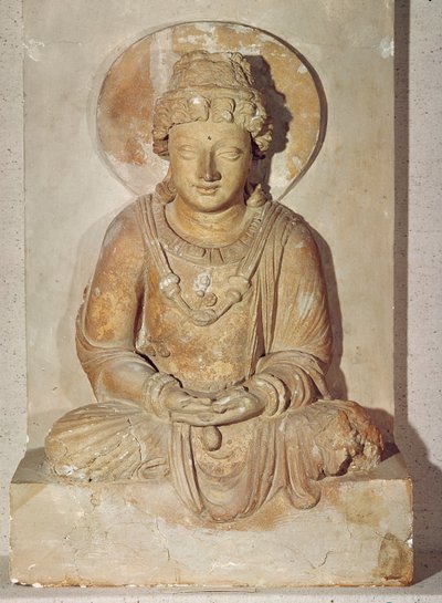 Buddha im Meditationssitz, aus Ganhara, griechisch-buddhistischer Stil, 1.-4. Jahrhundert von Pakistani School