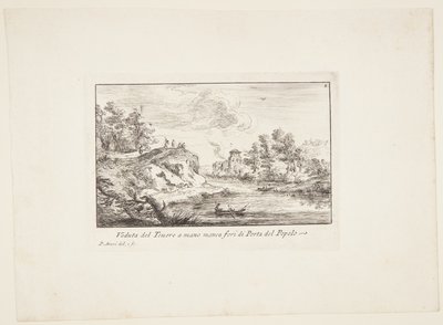 Ansicht des Tiber links von der Porta del Popolo von Paolo Anesi