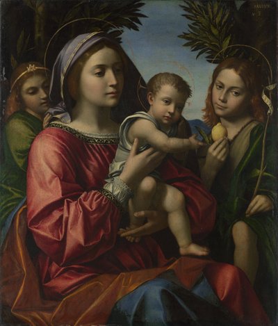 Die Jungfrau und das Kind mit dem Täufer und einem Engel, ca. 1516 von Paolo Morando