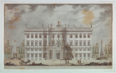 Zeichnung, Entwurf für die Erhebung einer Villa, spätes 18. Jahrhundert von Paolo Posi