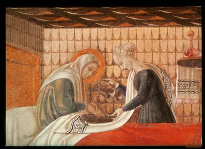 Geburt der Jungfrau: Hl. Anna und Begleiter (Detail) von Paolo Uccello