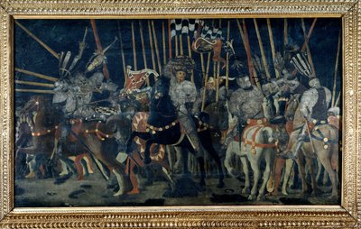 Der Gegenangriff von Micheletto da Cotignola (Die Schlacht von San Romano). Zweite Episode, die den Gegenangriff von Micheletto da Cotignola illustriert. Gemälde von Paolo di Dono genannt Paolo Uccello (1397-1475) von Paolo Uccello