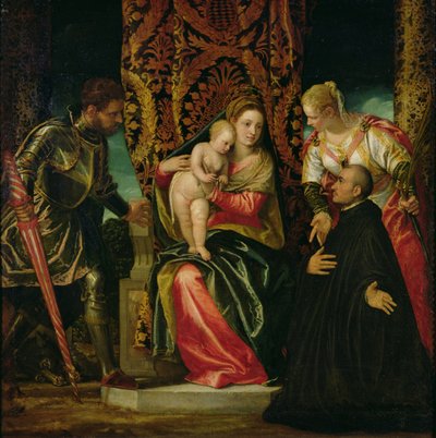 Jungfrau und Kind zwischen St. Justine und St. Georg, mit einem Benediktinermönch von Paolo Veronese