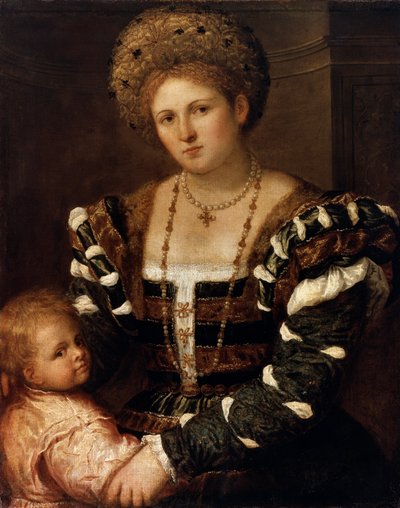 Porträt einer Dame mit einem Jungen, 1530er Jahre von Paris Bordone