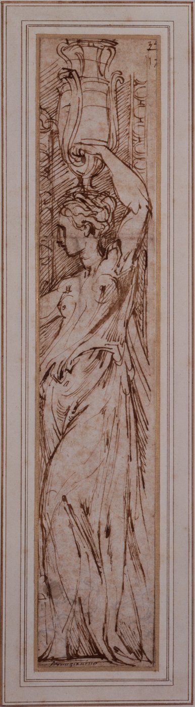 Eine Canephoros im Profil nach links von Parmigianino