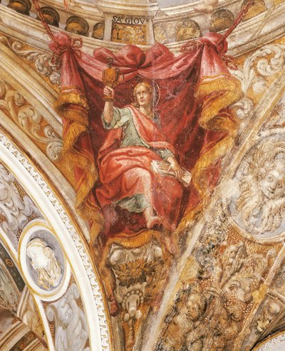 St. Hilarius von Poitiers von Francesco Mazzola, bekannt als Parmigianino (1503-1540), Fresko, Kirche San Giovanni Evangelista, Parma von Parmigianino