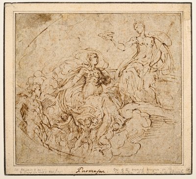 Studie der Krönung der Jungfrau für Santa Maria della Steccata, Parma von Parmigianino