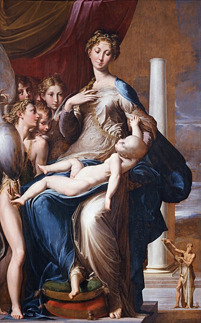 Madonna und Kind mit Engeln, Madonna mit dem langen Hals, zwischen 1534 und 1540 von Parmigianino