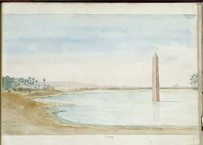 Ansicht des Nils und Obelisk von Sesostris I in Heliopolis, Ägypten von Pascal Xavier (after) Coste