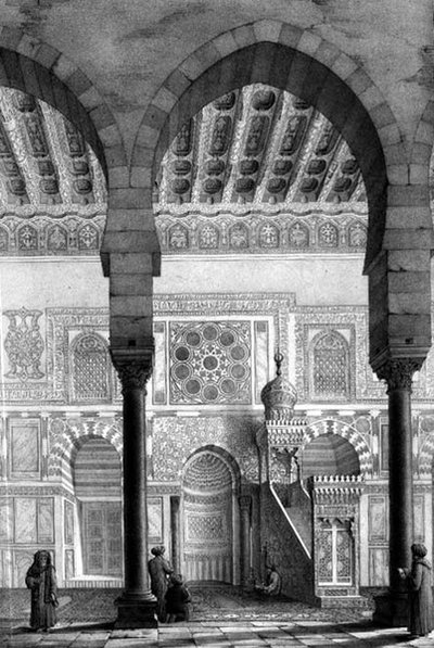 Ansicht der Heiligtumsnische und der Kanzel in der Moschee von Moyed, Platte 28 aus 