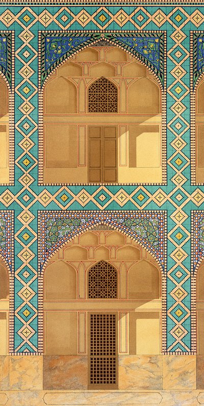 Detail der Arkaden im Hof der Medrese-i-Shah-Hussein, Isfahan von Pascal Xavier Coste