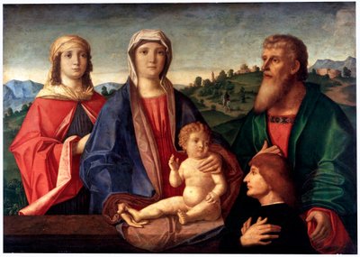 Madonna und Kind mit Heiligen und Stifter, um 1504 von Pasqualino Veneto