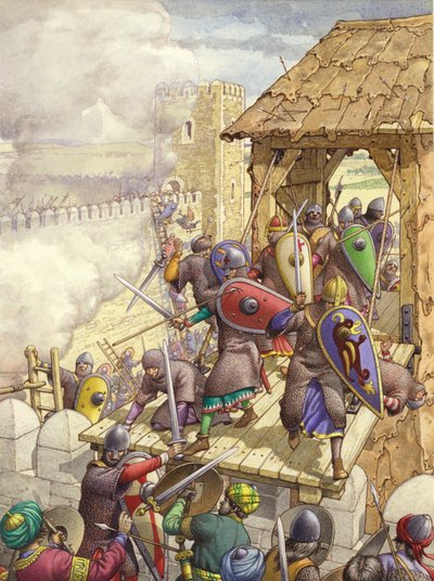 Gottfried von Bouillons Truppen durchbrechen die Mauern von Jerusalem von Pat (1907-95) Nicolle
