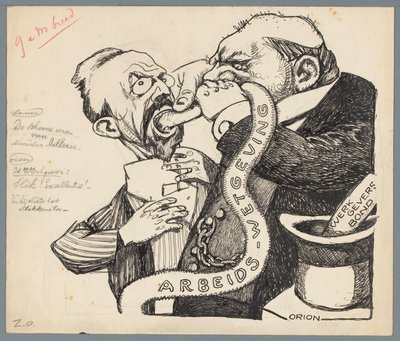 Minister Aalberse und der Arbeitgeber von Patricq Kroon (signed by artist)