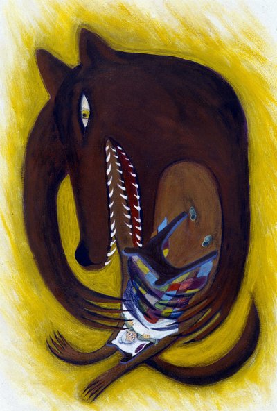 Illustration für Rotkäppchen: Der Wolf, von Patrizia La Porta von Patrizia La Porta
