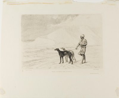 Staffel von Hunden in der Wüste von Paul Adolphe Rajon