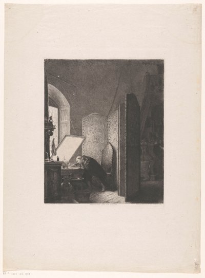 Rembrandt in seinem Atelier von Paul Adolphe Rajon