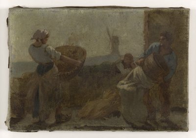 Geschichte des Weizens: Le Criblage: Skizze für die Schule in der Rue Dombasle von Paul Albert Baudouin