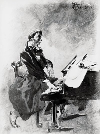 Der Komponist und Pianist Frederic Chopin spielt Klavier von Paul Albert Besnard