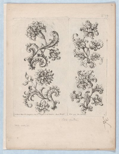 Serie kleiner Blumenmotive, Platte 1, ca. 1670-85 von Paul Androuet Du Cerceau