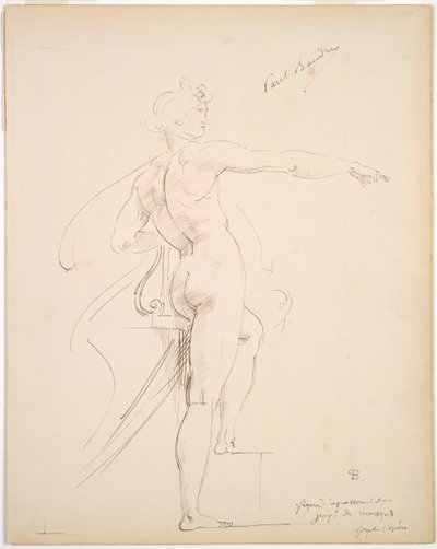 Studie von Apollo für Marsyas (recto), Gesicht im Profil (verso), späte 1860er Jahre von Paul Baudry