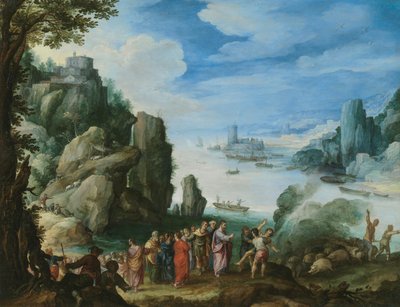 Felsige Landschaft mit Heilung des Besessenen von Paul Bril