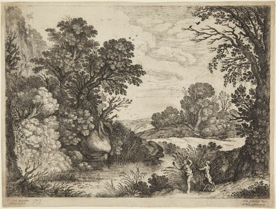 Nymphe und Satyr von Paul Bril