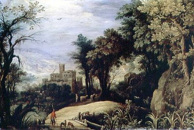 Landschaft mit Jägern von Paul Brill or Bril