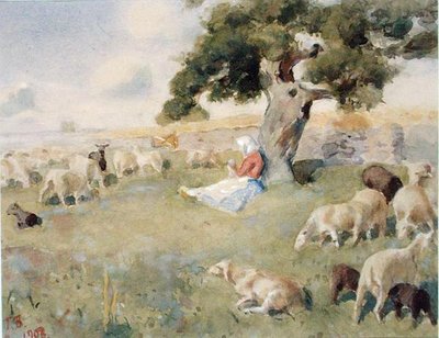 Hirte mit einer Schafherde von Paul Burman