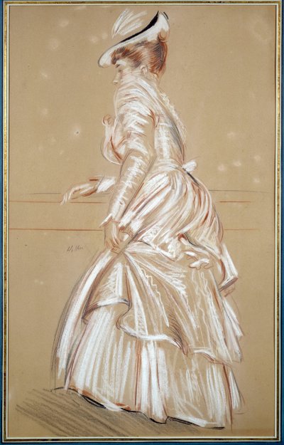Porträt einer Frau in Weiß, Zeichnung von Paul Helleu, 20. Jahrhundert, Bayonne, Musee Bonnat von Paul Cesar Helleu