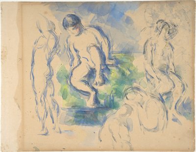 Badende (Vorderseite); Stillleben (Rückseite) von Paul Cézanne