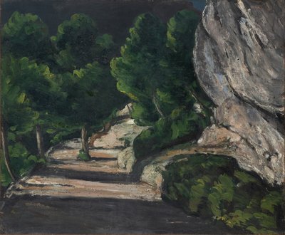 Landschaft, Straße mit Bäumen in den Rocky Mountains, ca. 1870-71 von Paul Cézanne