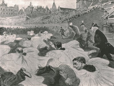 In Eile, den König und die Königin die Abtei verlassen zu sehen, 1902 von Paul Charles Renouard