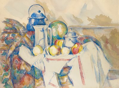 Stillleben mit Milchtopf, Melone und Zuckerdose, 1900-1906 von Paul Cézanne