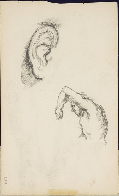 Studien nach Luca Signorelli: ein Ohr und eine Figur eines Mannes von Paul Cézanne