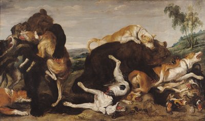 Bärenjagd oder Kampf zwischen Hunden und Bären von Paul De Vos