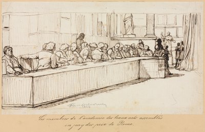 Die Mitglieder der Akademie der Schönen Künste versammelten sich zur Jury des Rom-Preises, 1841 oder 1842 von Paul Delaroche