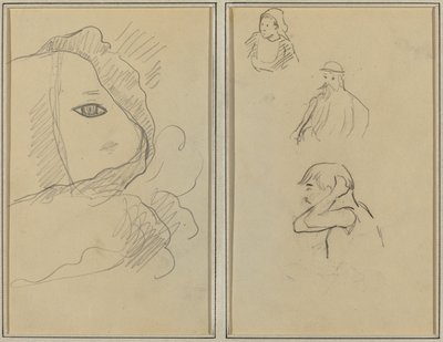 Auge und Teil des Gesichts; Eine bretonische Frau und zwei Männer (recto) von Paul Gauguin