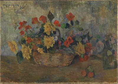 Kapuzinerkresse und Dahlien in einem Korb von Paul Gauguin