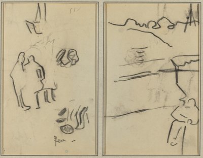 Gruppe menschlicher Formen; Ein sitzender Mann (recto) von Paul Gauguin