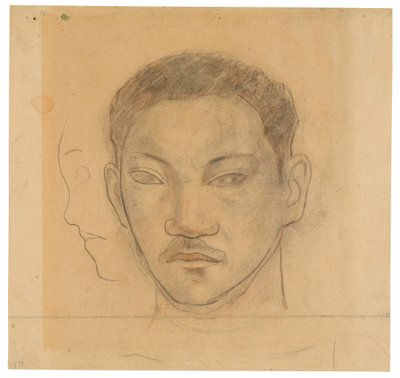 Kopf eines Tahitianers mit Profil eines zweiten Kopfes zu seiner Rechten von Paul Gauguin