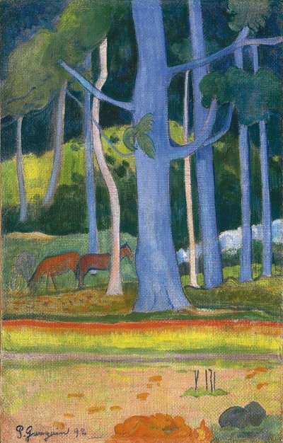 Landschaft mit blauen Bäumen von Paul Gauguin