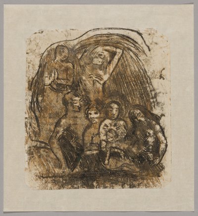 Geburt Christi (Mutter und Kind umgeben von fünf Figuren) von Paul Gauguin