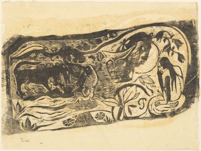 Teller mit dem Kopf eines gehörnten Teufels, in oder nach 1895 von Paul Gauguin