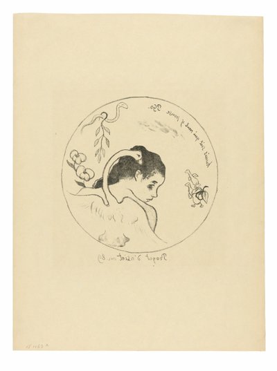 Entwurf für einen Teller (Leda), Frontispiz aus der Volpini-Suite von Paul Gauguin