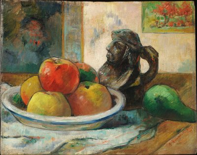 Stilleben mit Äpfeln, Birne und Krug von Paul Gauguin