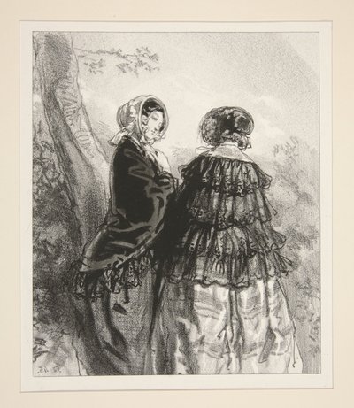 Es ist ernst zu denken, liebe Dame, aber das Einzige, was die Ehemänner vieler ehrbarer Frauen bei diesen Drolligkeiten finden können... von Paul Gavarni