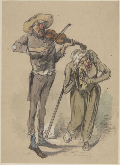 Geiger und Zimbelspieler von Paul Gavarni